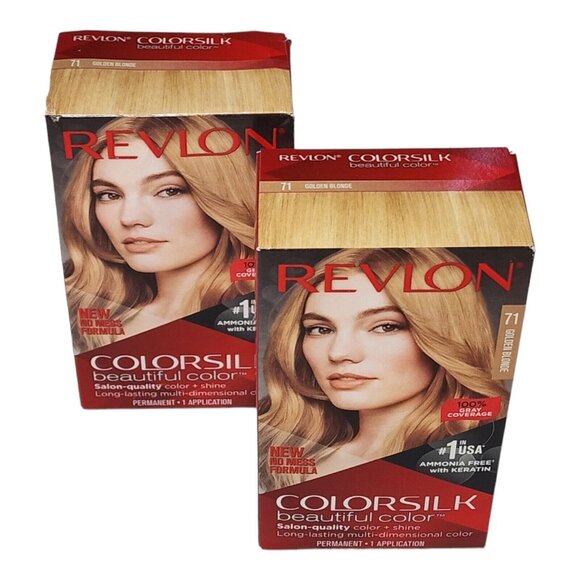 Revlon Colorsilk Golden Blond #71 Permanent Hair Dye 2-Pack Keratin Enriched - Picture 2 of 7